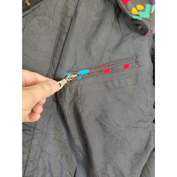 Vintage Jupa Sports Olympic Canada Ski Winter Jacket Sz 14 90's Black Snowboard - Picture 5 of 10